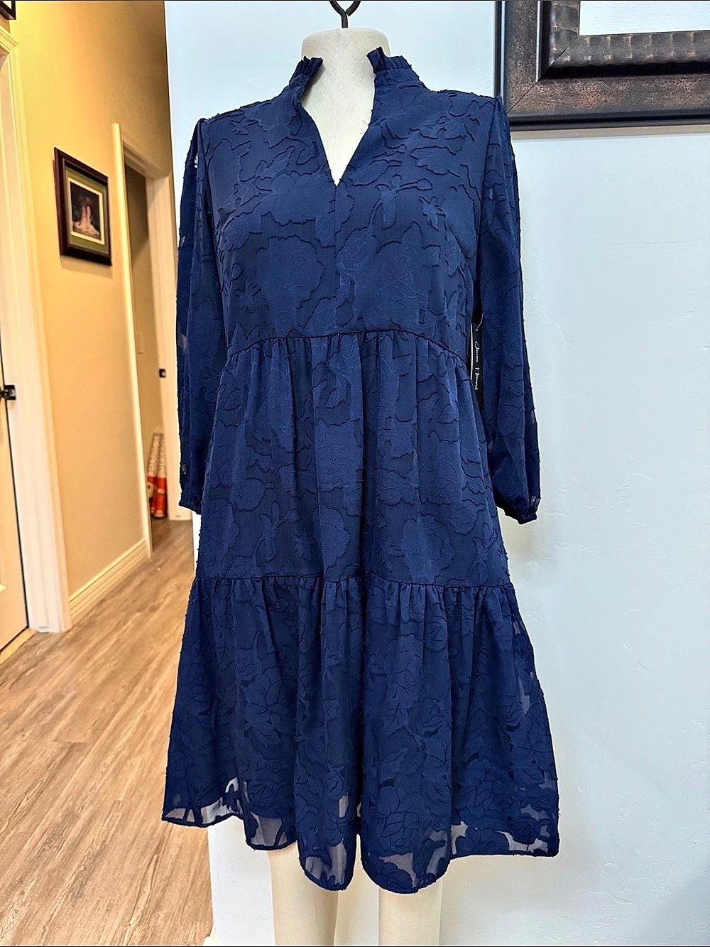 Jessica Howard Floral Midi Dress in Blue Size 6 NWT